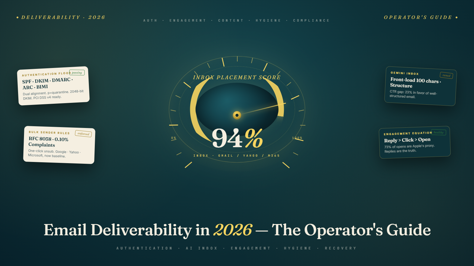 Email Deliverability in 2026: The Complete Operator's Guide (You Will Not Need Another Article)
