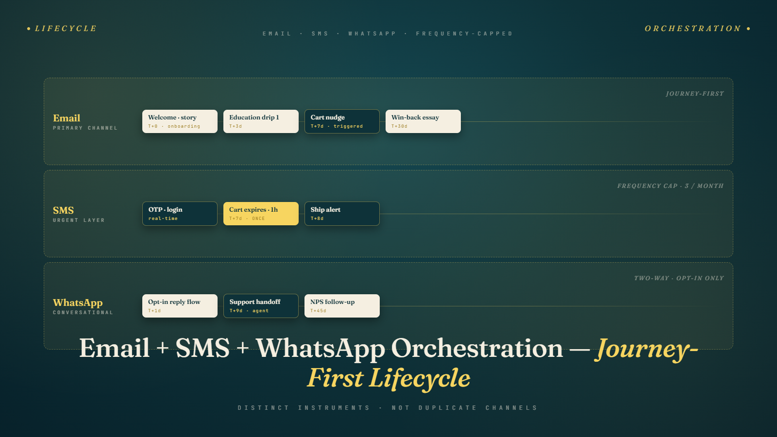 Email Plus SMS Plus WhatsApp Orchestration: Building Journey-First Lifecycle Flows