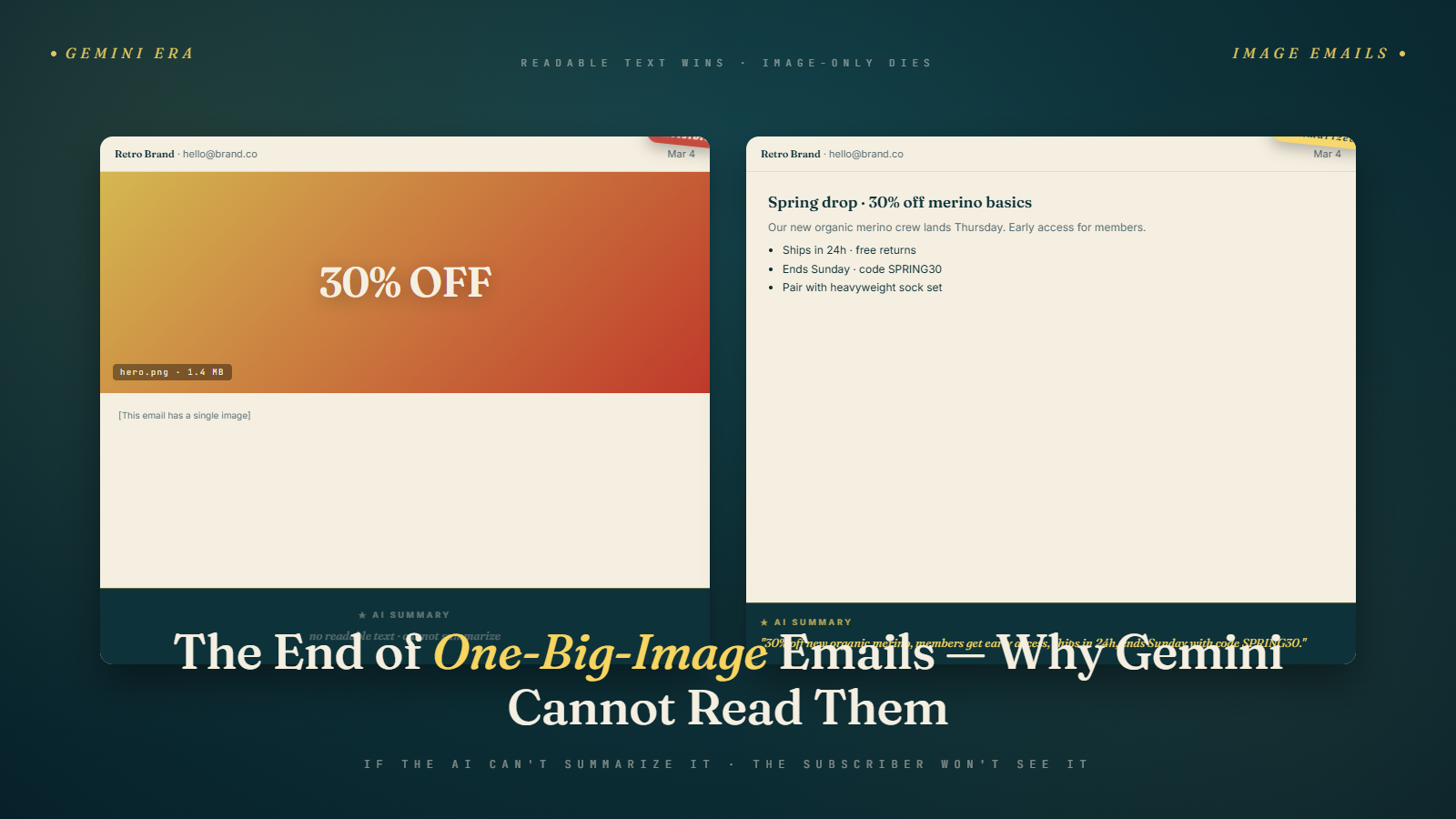 The End of One-Big-Image Emails: Why Gemini Cannot Read Them