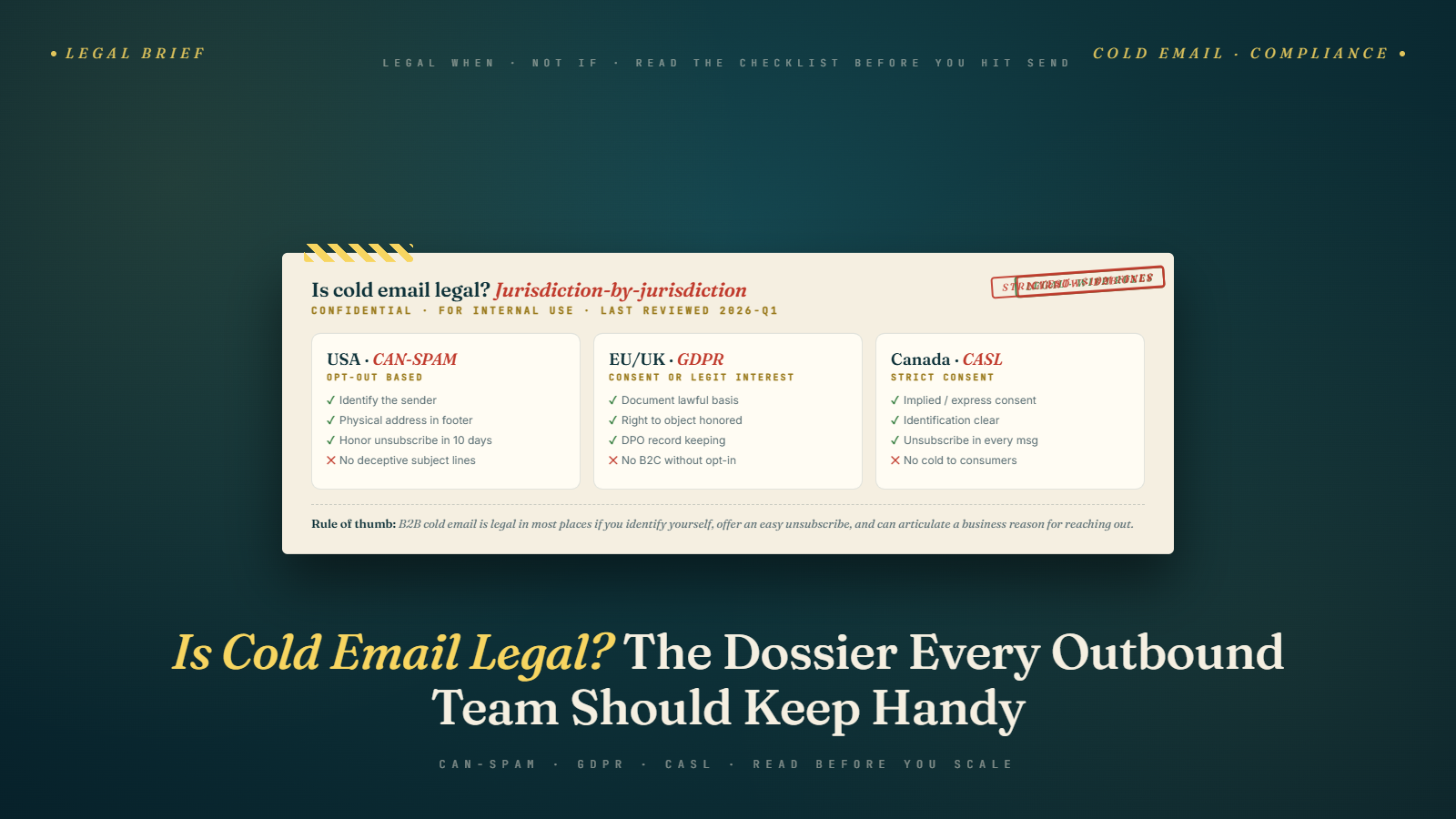 Is Cold Email Legal? Understanding Compliance (GDPR, CAN-SPAM)