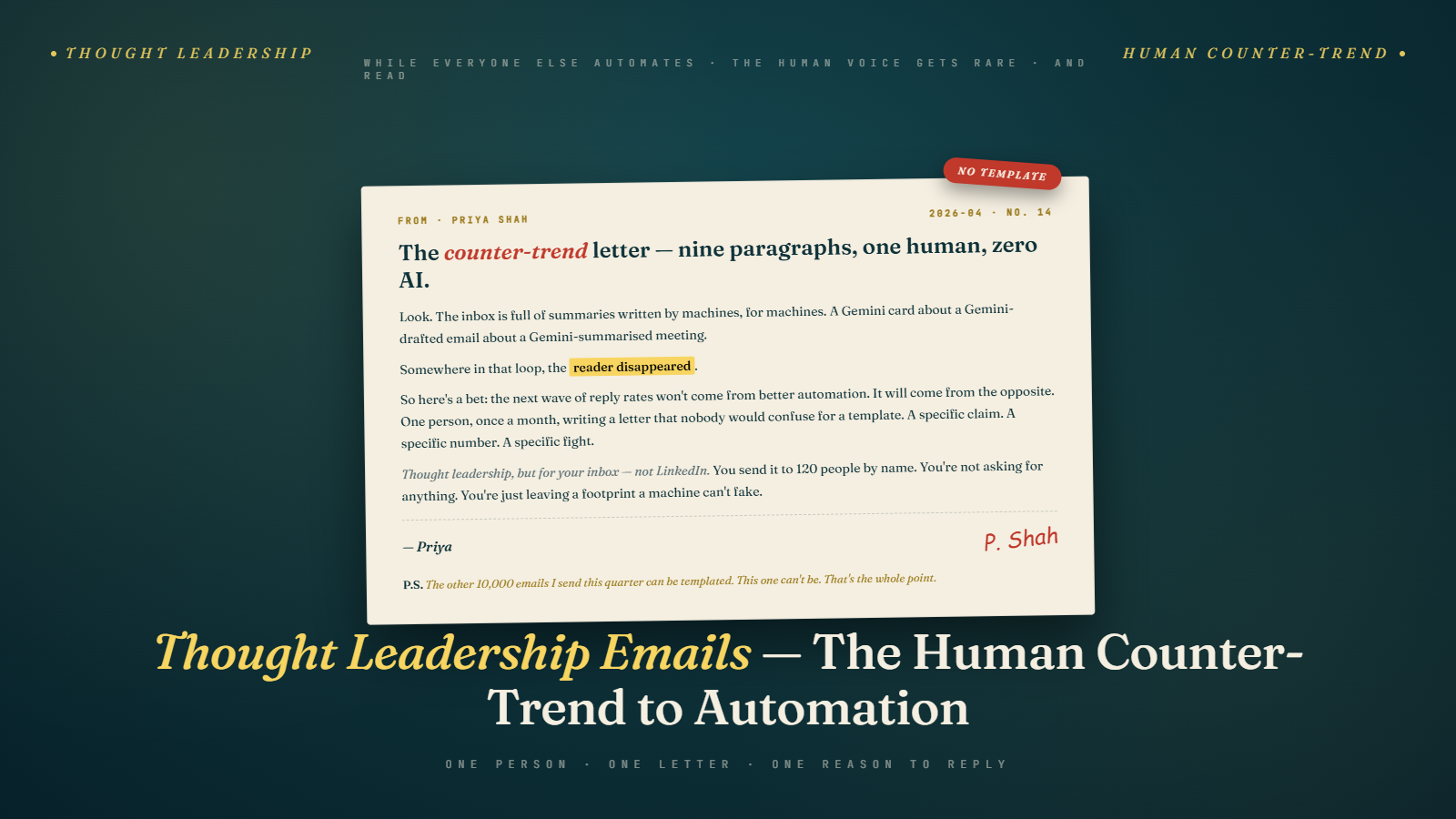 Thought Leadership Emails: The Human Counter-Trend Winning in 2026